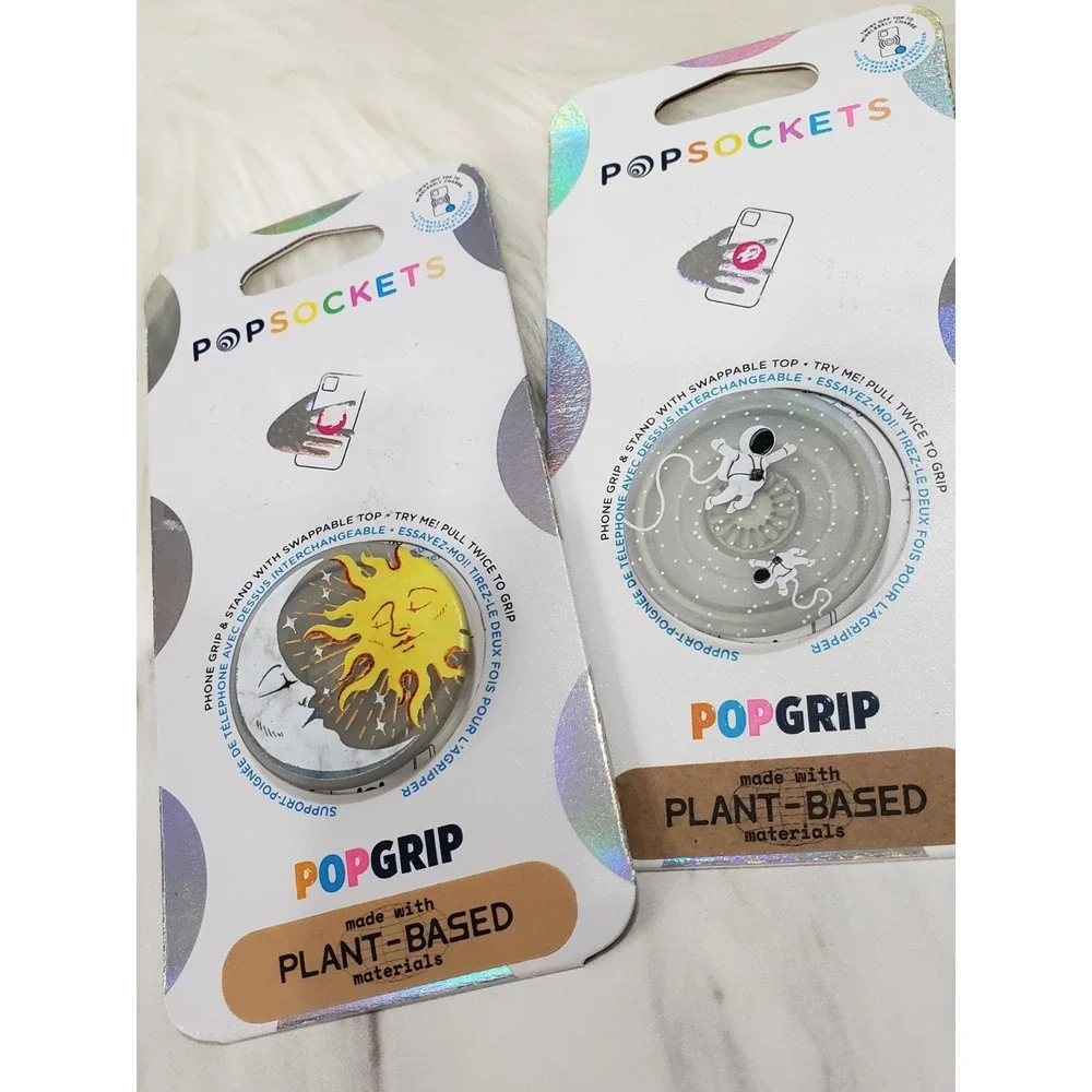 LOT 2 PopSockets Cell Phone Grip celestial astronaut sun moon‎ galaxy space